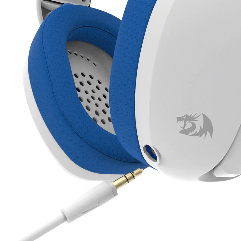 AUDÍFONOS GAMER INALÁMBRICO REDRAGON IRE PRO H848B, BLUETOOTH, USB, COLOR BLANCO Y AZUL - 5