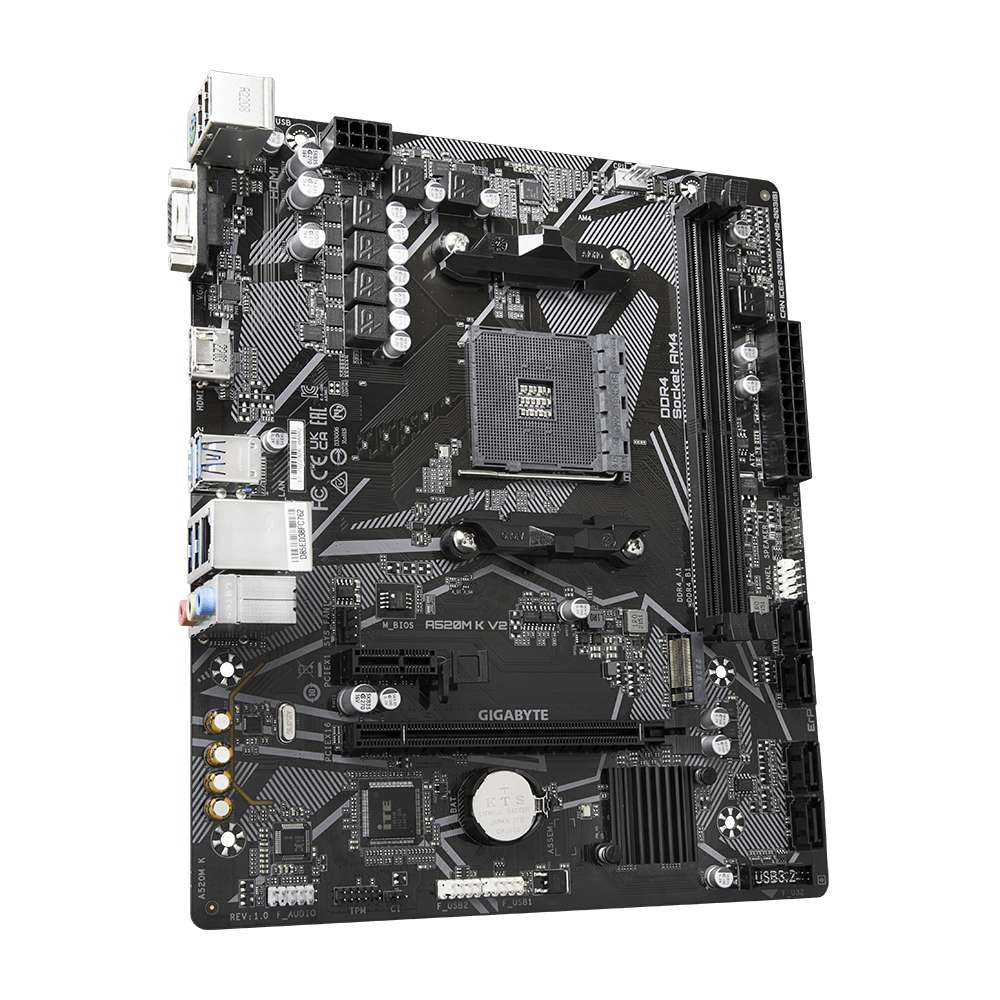 PLACA MADRE GIGABYTE A520M K V2, AMD SOCKET AM4, 2XDDR4 DIMM, VGA, HDMI, 1XM.2, 4XSATA, MICRO-ATX - 3