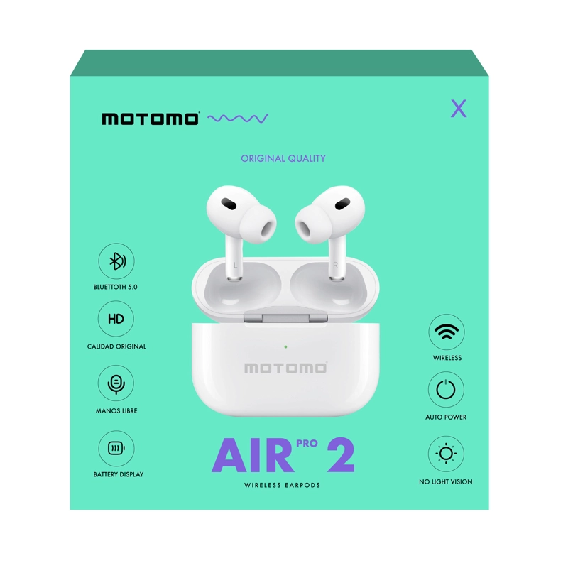 AUDÍFONOS INALÁMBRICOS MOTOMO AIR PRO 2, IN-EAR, TRUE WIRELESS, BLUETOOTH, COLOR BLANCO - 2