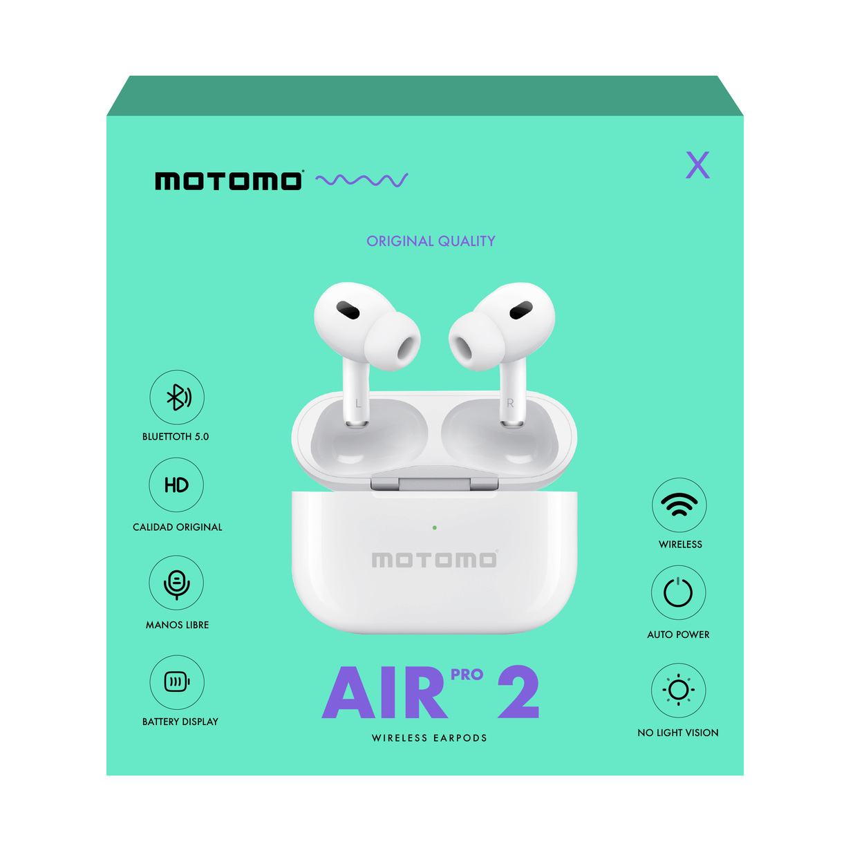 AUDÍFONOS INALÁMBRICOS MOTOMO AIR PRO 2, IN-EAR, TRUE WIRELESS, BLUETOOTH, COLOR BLANCO - 2