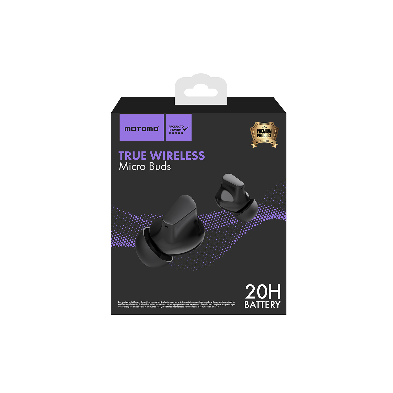 AUDÍFONOS INALÁMBRICOS MOTOMO MICROBUDS, TRUE WIRELESS, IN-EAR, BLUETOOTH, COLOR NEGRO - 2