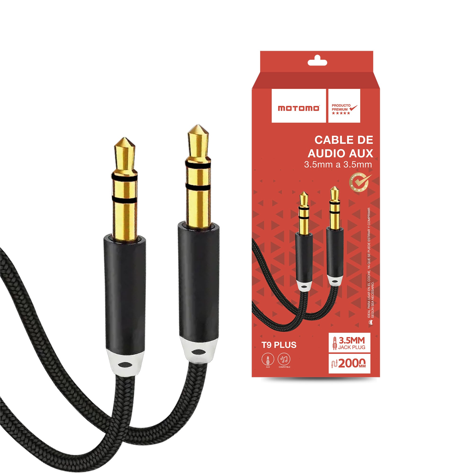 CABLE MOTOMO CABAUDI01 AUXILIAR AUDIO 3.5MM 1 METRO NEGRO - 1