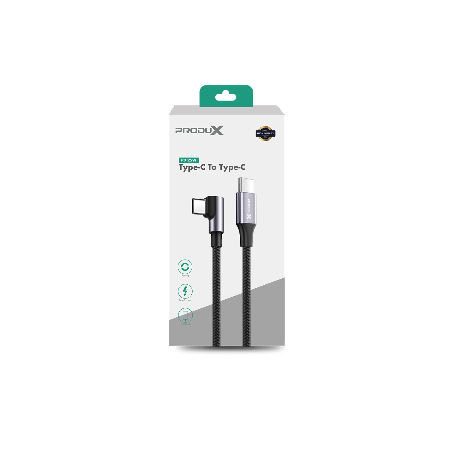 CABLE USB-C EN ANGULO A USB-C MOTOMO GAME PLAYING, TRENZADO, CARGA RÁPIDA 20W, COLOR NEGRO - 3