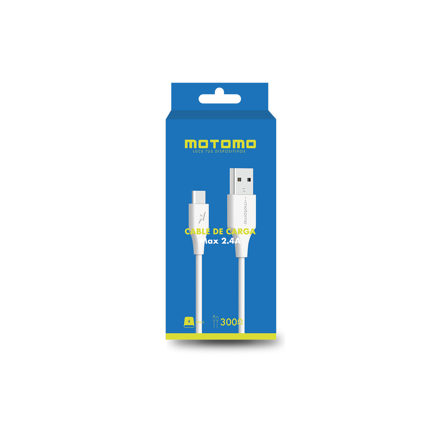 CABLE MO-MAX 2.4 MOTOMO, USB-A A USB-C , 3 METROS, COLOR BLANCO - 3