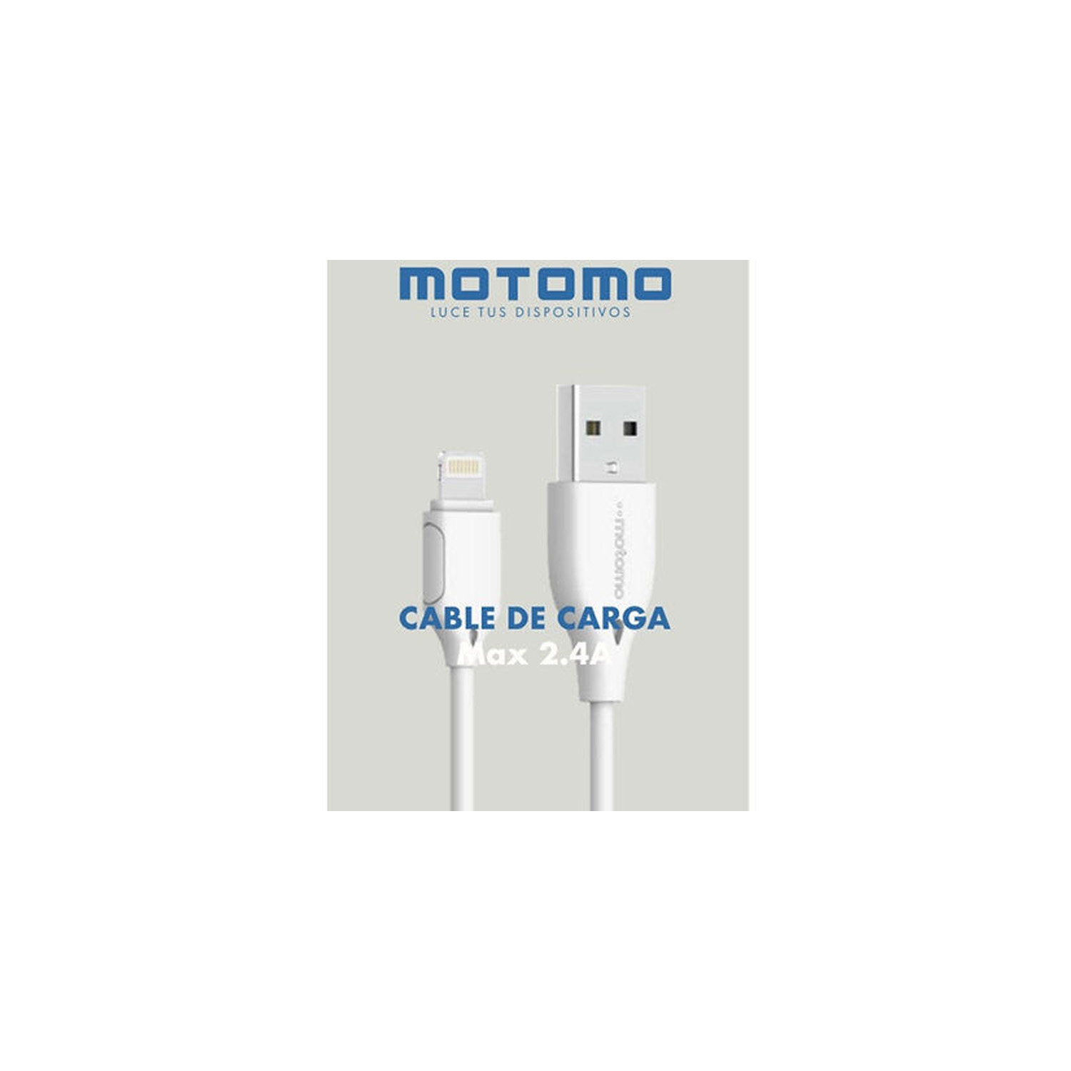 CABLE USB A LIGHTNING MOTOMO, 2.4A, 3 METROS, COLOR BLANCO - 3