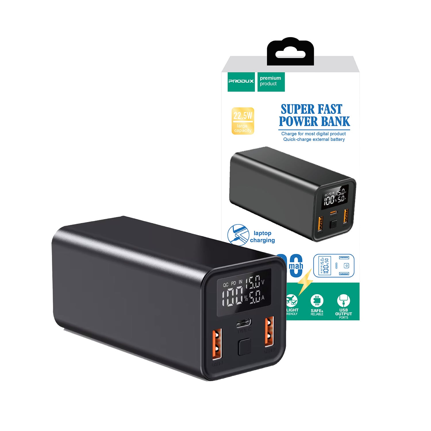 POWER BANK PRODUX SUPER FAST, MOTOMO, 20.000MAH, 65W, COLOR NEGRO - 1