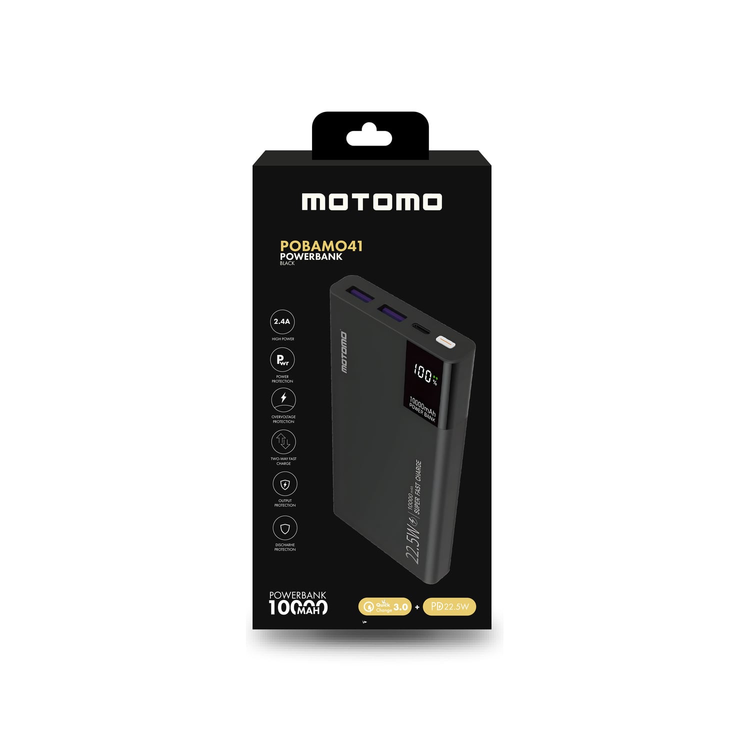 POWER BANK POBAMO41 MOTOMO, 10,000MAH CON PROTECCIÓN INTELIGENTE, COLOR GRIS - 3