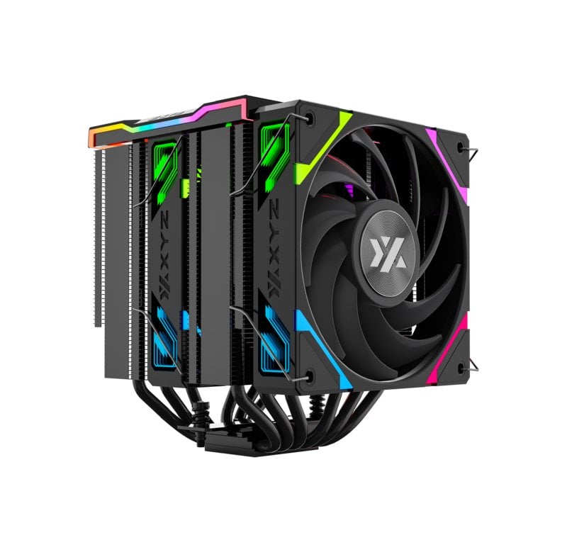 DISIPADOR PARA CPU XYZ THERMAX 6 PRO DUO, 2X 120MM, 6 HEATPIPES, PANTALLA T, INTEL/AMD, NEGRO