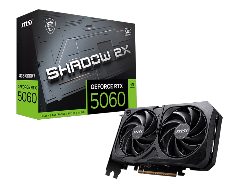 TARJETA DE VIDEO MSI NVIDIA GEFORCE RTX 5060 SHADOW 2X OC, 8GB GDDR7, 128-BIT, PCI-E 5.0 - 1