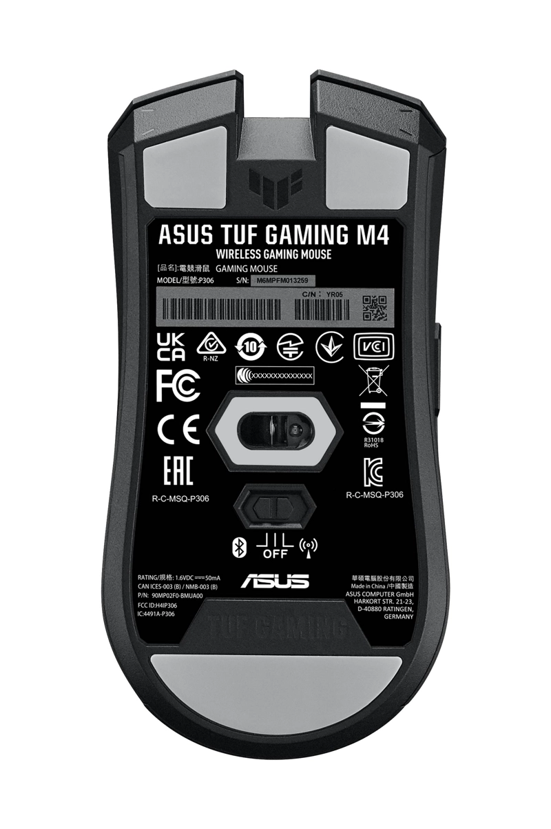 MOUSE GAMER ASUS TUF GAMING M4 WIRELESS 12000 DPI, RF + BLUETOOTH, NEGRO - 2