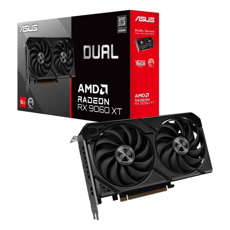 TARJETA DE VIDEO ASUS DUAL RADEON RX 9060 XT, 16GB GDDR6, 192-BIT, PCI-E 5.0 - 1