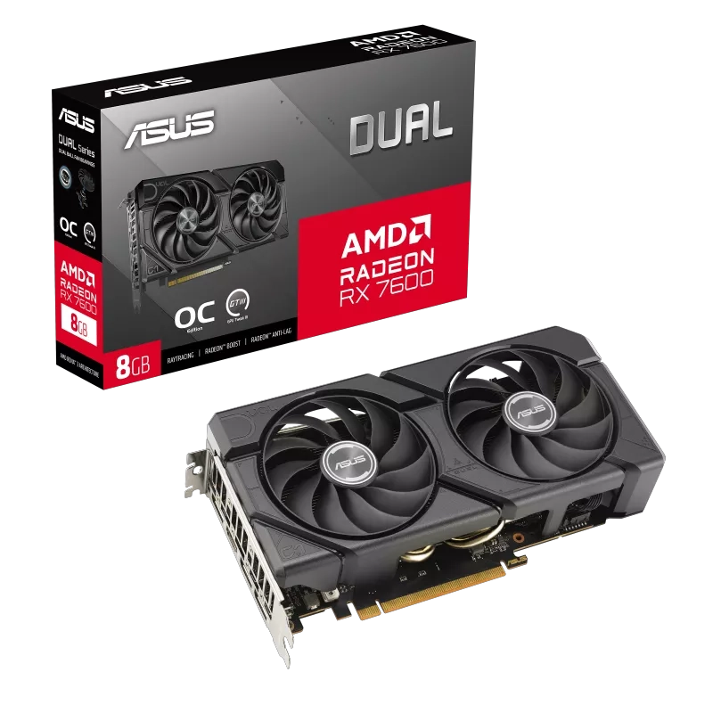 TARJETA DE VIDEO ASUS DUAL RADEON RX 7600 EVO OC EDITION, 8GB GDDR6, 128-BIT, PCI-E 4.0 - 1