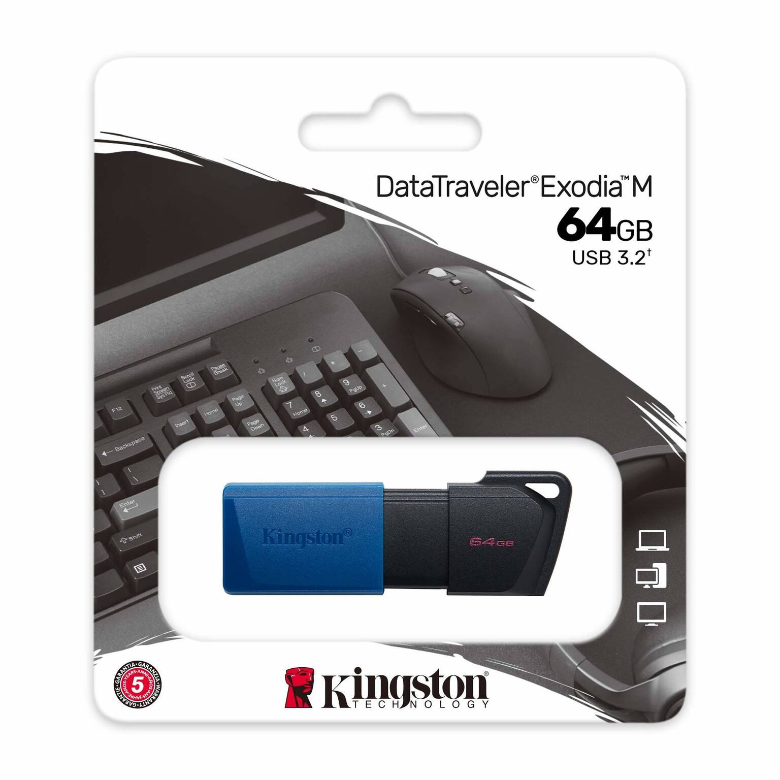 PENDRIVE KINGSTON DATATRAVELER EXODIA M, 64GB, USB 3.2 GEN 1, NEGRO/AZUL - 3