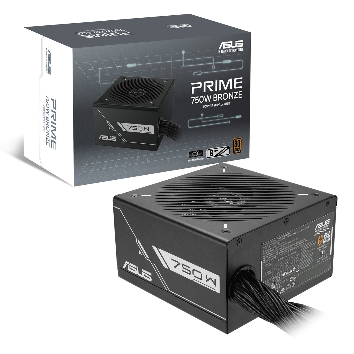 FUENTE DE PODER ASUS PRIME 750W BRONZE, CABLES FIJOS, PFC ACTIVO, CERTIFICADA 80 PLUS BRONZE - 1