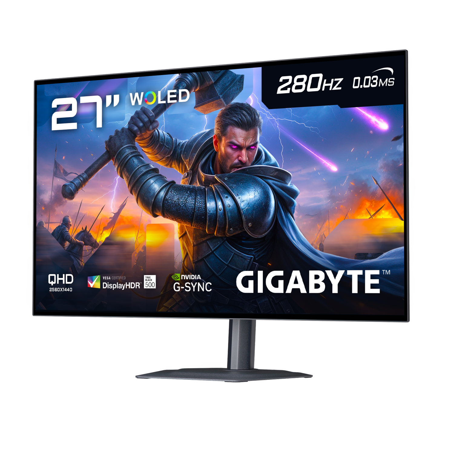 MONITOR GAMER OLED GIGABYTE MO27Q28G, 27' QHD, 280HZ, 0.03 MS GTG, 99% ANTIRREFLEJO, HDR - 3