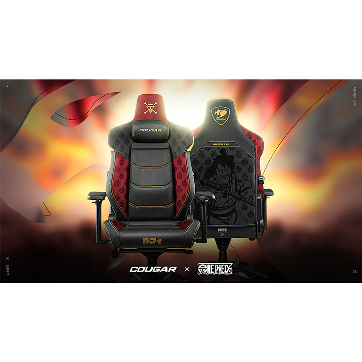 SILLA GAMER PROFESIONAL COUGAR ARMOR EVO LUFFY, EDICION LIMITADA ONE PIECE, SOPORTE LUMBAR 4 VIAS - 2
