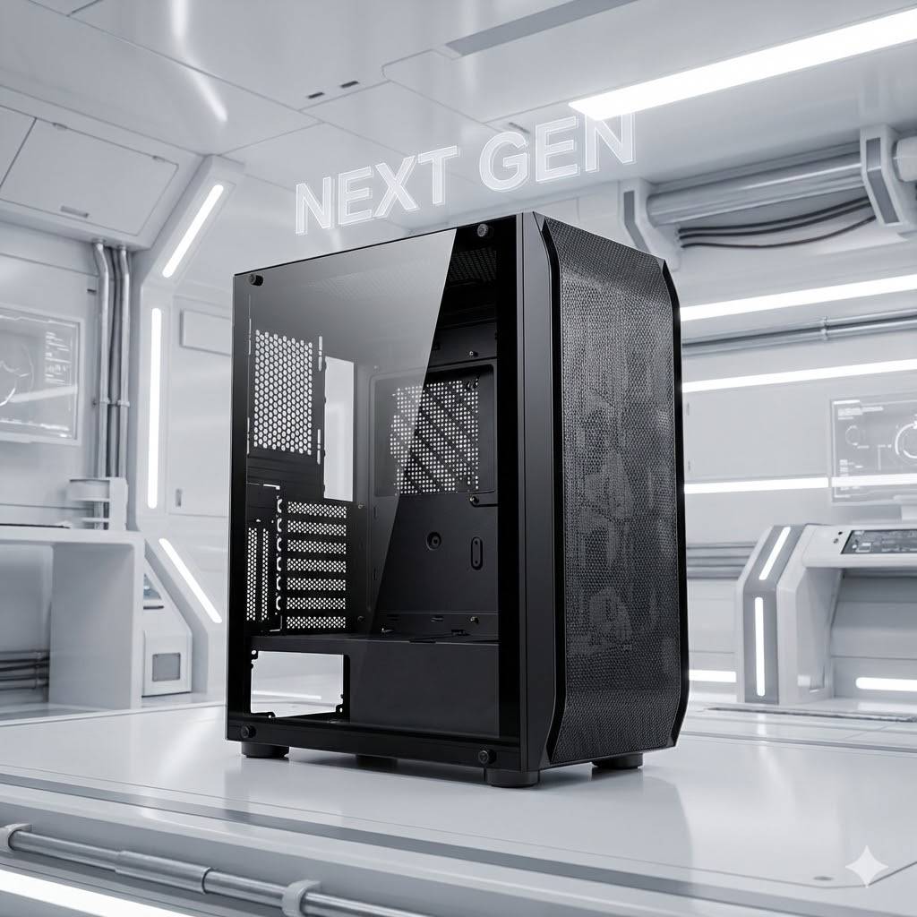 GABINETE GAMER ESGAMING Y03-BK, MID TOWER, 4 VENTILADORES ARGB, E-ATX, ATX, M-ATX, NEGRO - 3