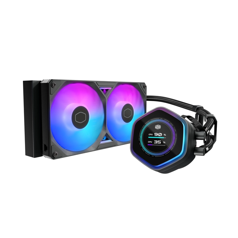 REFRIGERACION LIQUIDA COOLER MASTER MASTERLIQUID ATMOS II 240MM, 2 VENTILADORES, LCD, NEGRO - 1