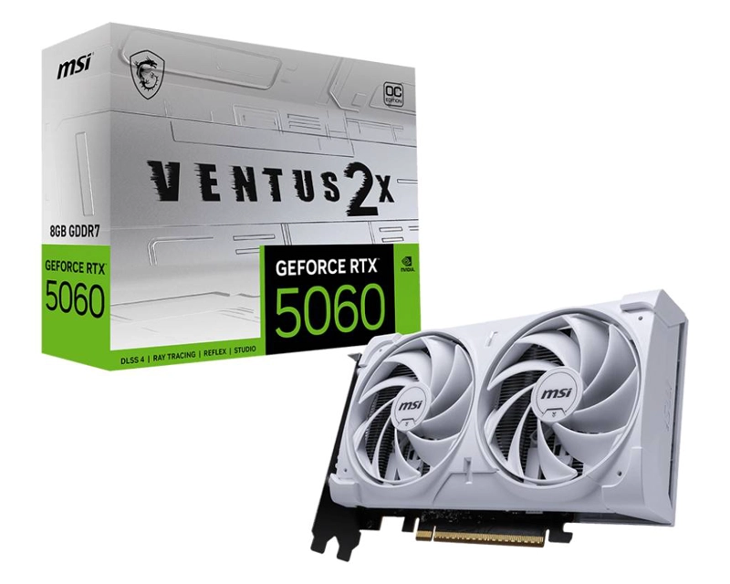 TARJETA DE VIDEO MSI NVIDIA GEFORCE RTX 5060 VENTUS 2X OC WHITE 8GB GDDR7 PCIE 5.0 - 1