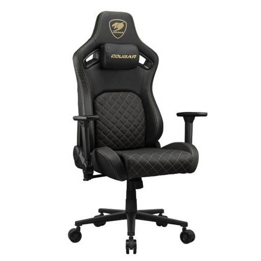 SILLA GAMER PROFESIONAL COUGAR DEFENSOR GOLD, SOPORTE PUSHBACK, REPOSABRAZOS 4D, TAPIZADO PREMIUM - 1