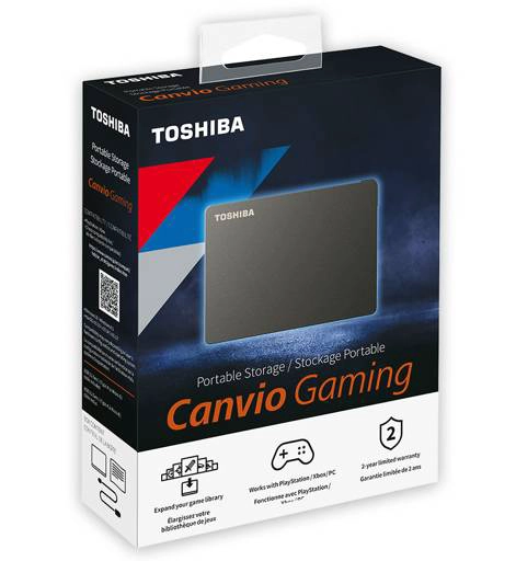 DISCO PORTATIL TOSHIBA CANVIO GAMING, 2TB, USB 3.0, VELOCIDAD DE TRANSFERENCIA 5GB/S, NEGRO - 1