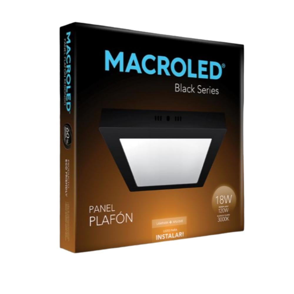 PLAFON PANEL LED 18W NEGRO CUADRADO 3000K - 2