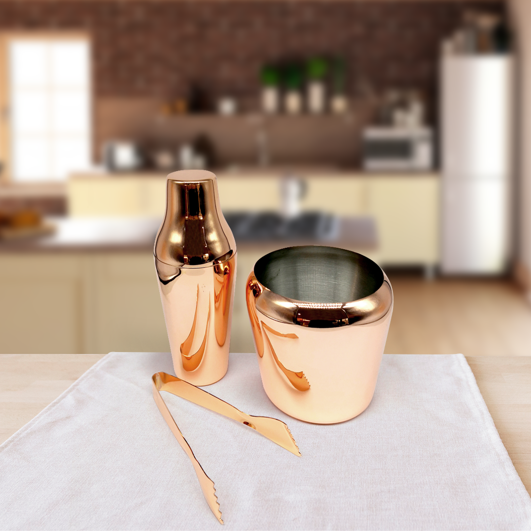 SET COCTELERA DE ACERO INOXIDABLE Y COBRE | PANDORA - 1