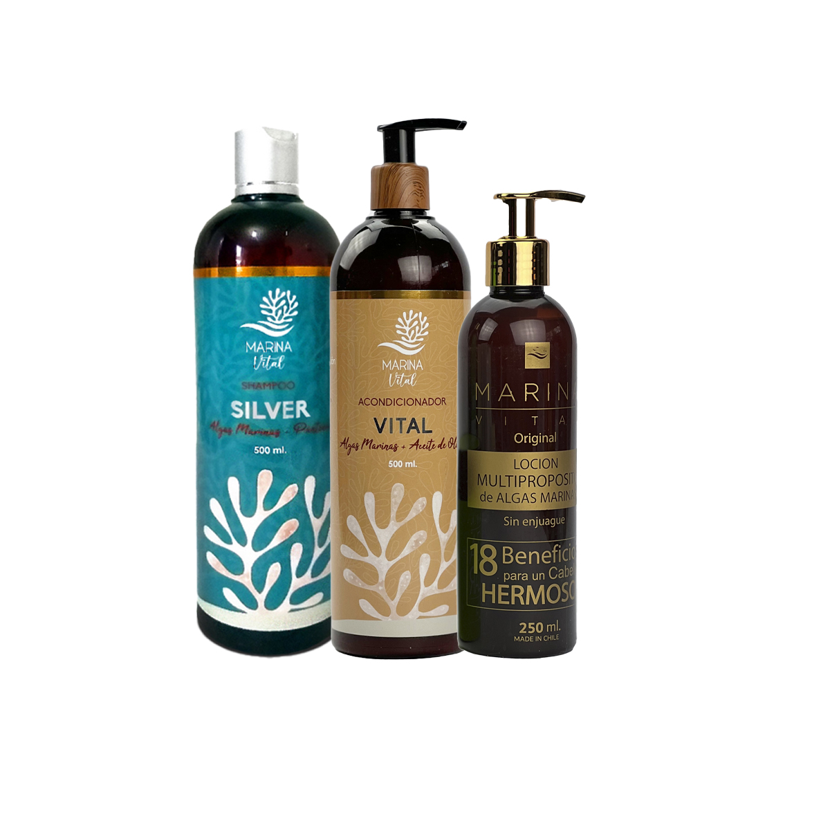 SHAMPOO MARINA VITAL SILVER ACONDICIONADOR Y LOCION MULTIPROPOSITO AZUL - 1