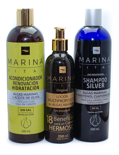 SHAMPOO MARINA VITAL SILVER ACONDICIONADOR Y LOCION MULTIPROPOSITO AZUL - 2