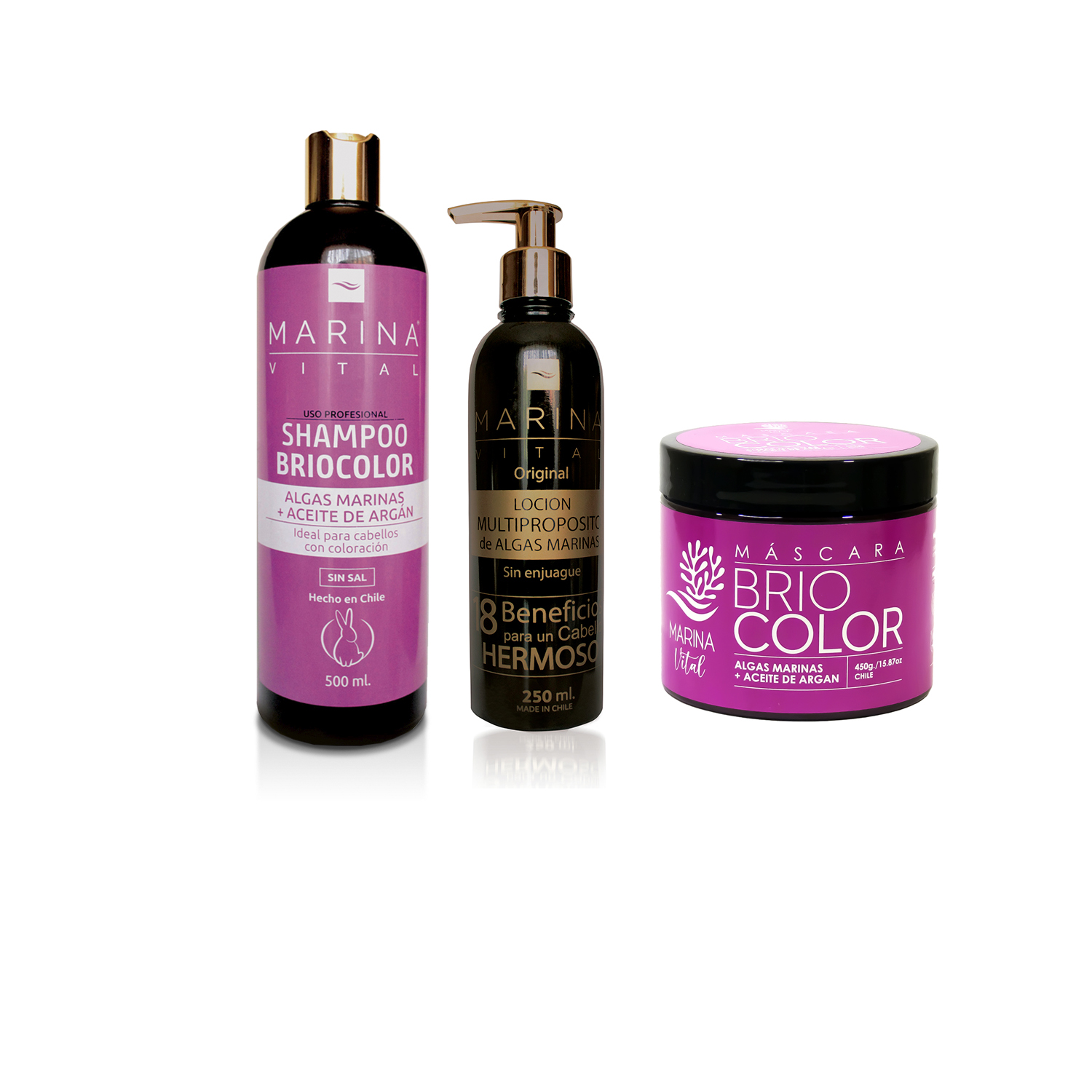 SHAMPOO MARINA VITAL MASCARA BRIOCOLOR Y LOCION MULTIPROPOSITO MORADO - 2