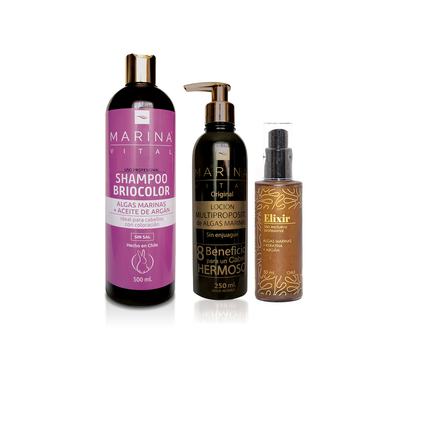 SHAMPOO MARINA VITAL BRIOCOLOR LOCION MULTIPROPOSITO Y SERUM ELIXIR MORADO - 2