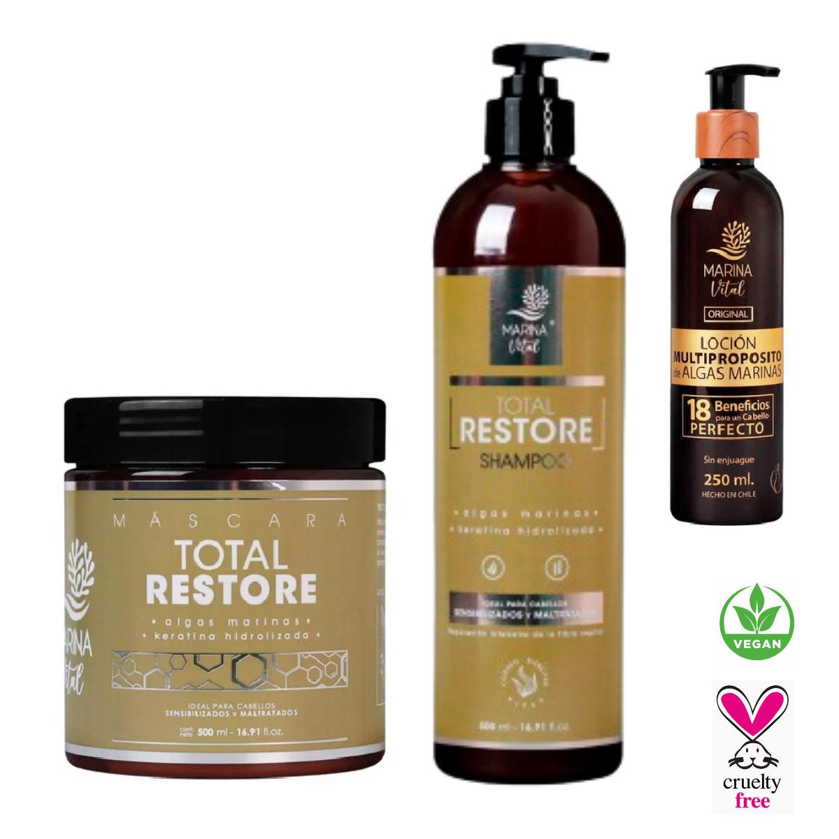 KIT CABELLO MARINA VITAL SHAMPOO MASCARA RESTAURADORA Y LOCIÓN MULTIPROPOSITO - 2