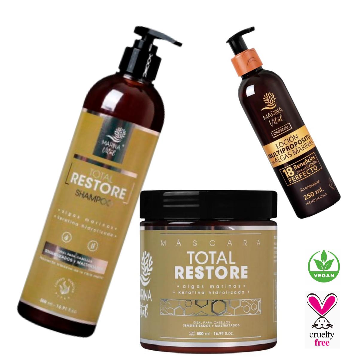 KIT CABELLO MARINA VITAL SHAMPOO MASCARA RESTAURADORA Y LOCIÓN MULTIPROPOSITO - 3