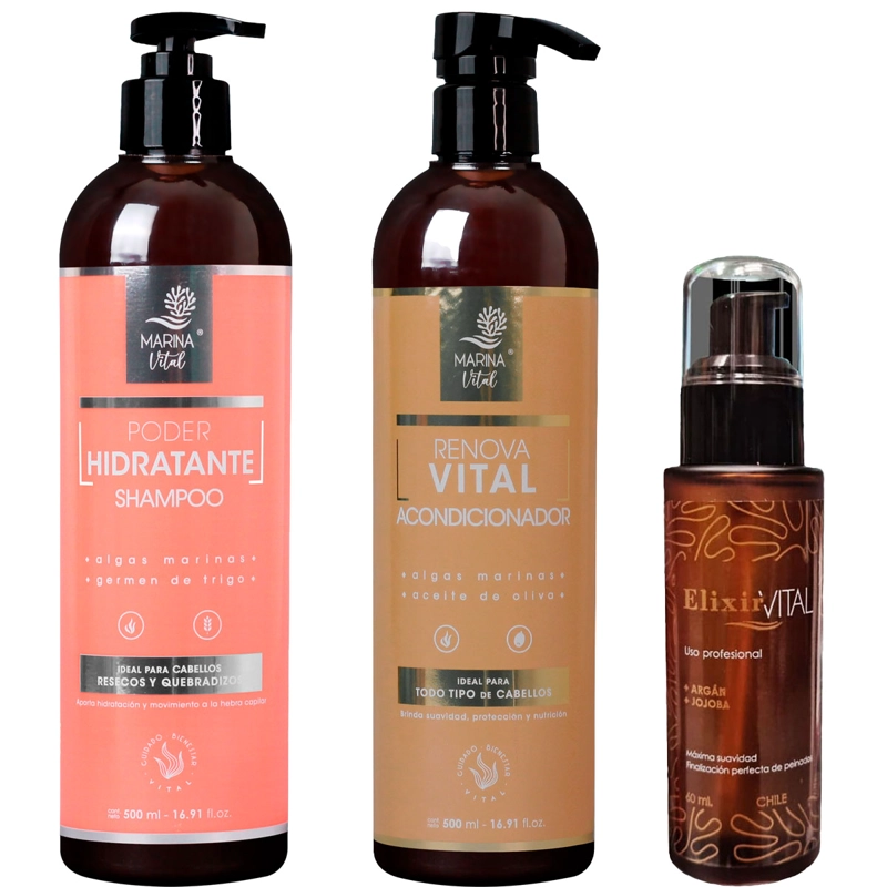 SHAMPOO MARINA VITAL 1186835 PODER HIDRATANTE ACONDICIONADOR Y SERUM ELIXIR - 1