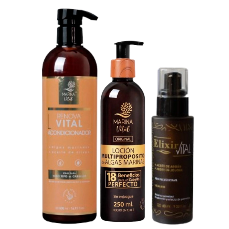 LOCION MARINA VITAL MULTIPROPOSITO SERUM ELIXIR Y ACONDICIONADOR CARAMELO