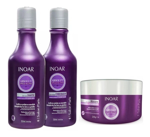 SHAMPOO INOAR ACONDICIONADOR Y MASCARA MATIZADOR SPEED BLOND KIT MORADO - 1