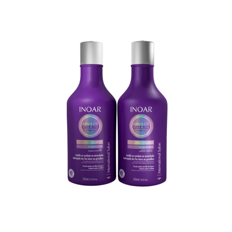 SHAMPOO INOAR ACONDICIONADOR Y MASCARA MATIZADOR SPEED BLOND KIT MORADO - 2