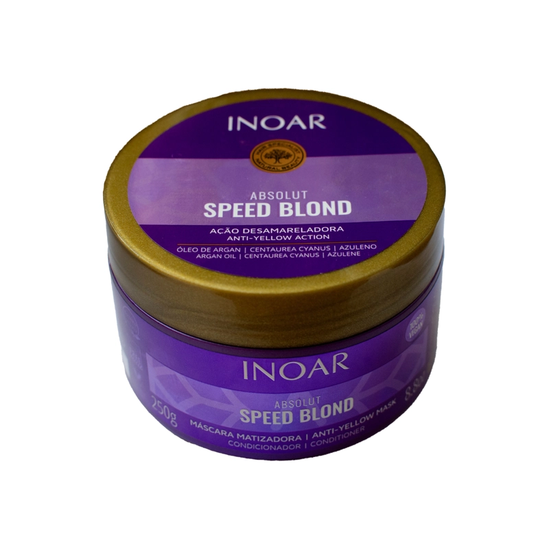 SHAMPOO INOAR ACONDICIONADOR Y MASCARA MATIZADOR SPEED BLOND KIT MORADO - 3