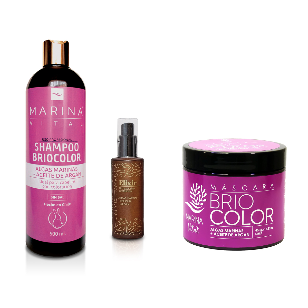 SHAMPOO MARINA VITAL MASCARA BRIOCOLOR Y SERUM ELIXIR MORADO - 3
