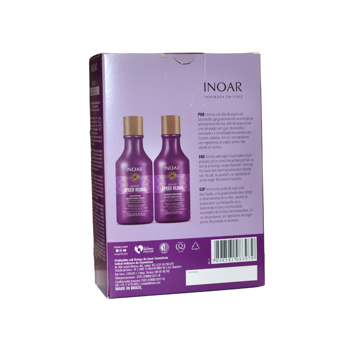 SHAMPOO Y ACONDICIONADOR INOAR MATIZADOR SPEED BLOND PACK - 2