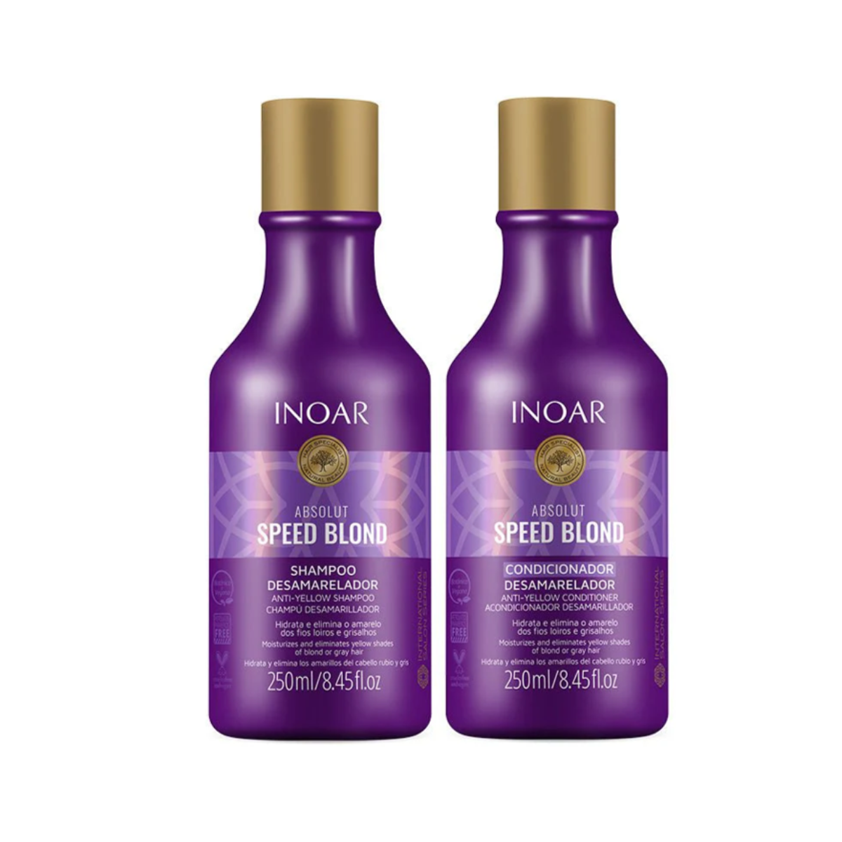 SHAMPOO Y ACONDICIONADOR INOAR MATIZADOR SPEED BLOND PACK - 4