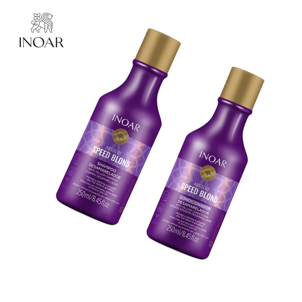 SHAMPOO Y ACONDICIONADOR INOAR MATIZADOR SPEED BLOND PACK - 5