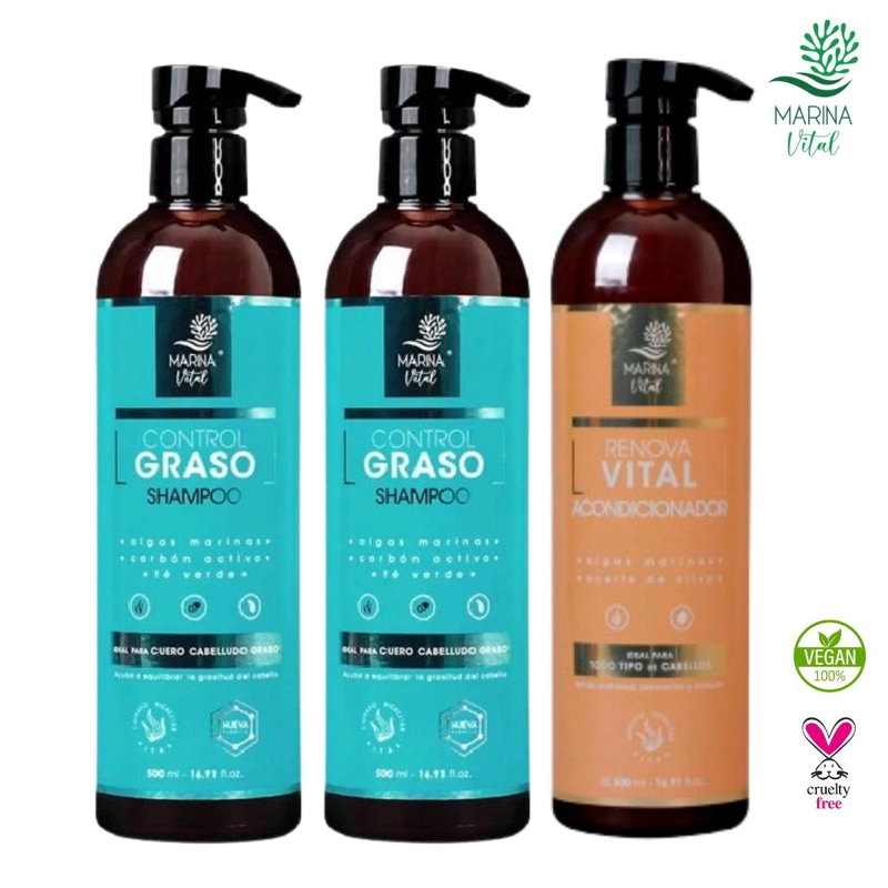 SHAMPOO MARINA VITAL 249595 2 CONTROL GRASO Y 1 ACONDICIONADOR - 2