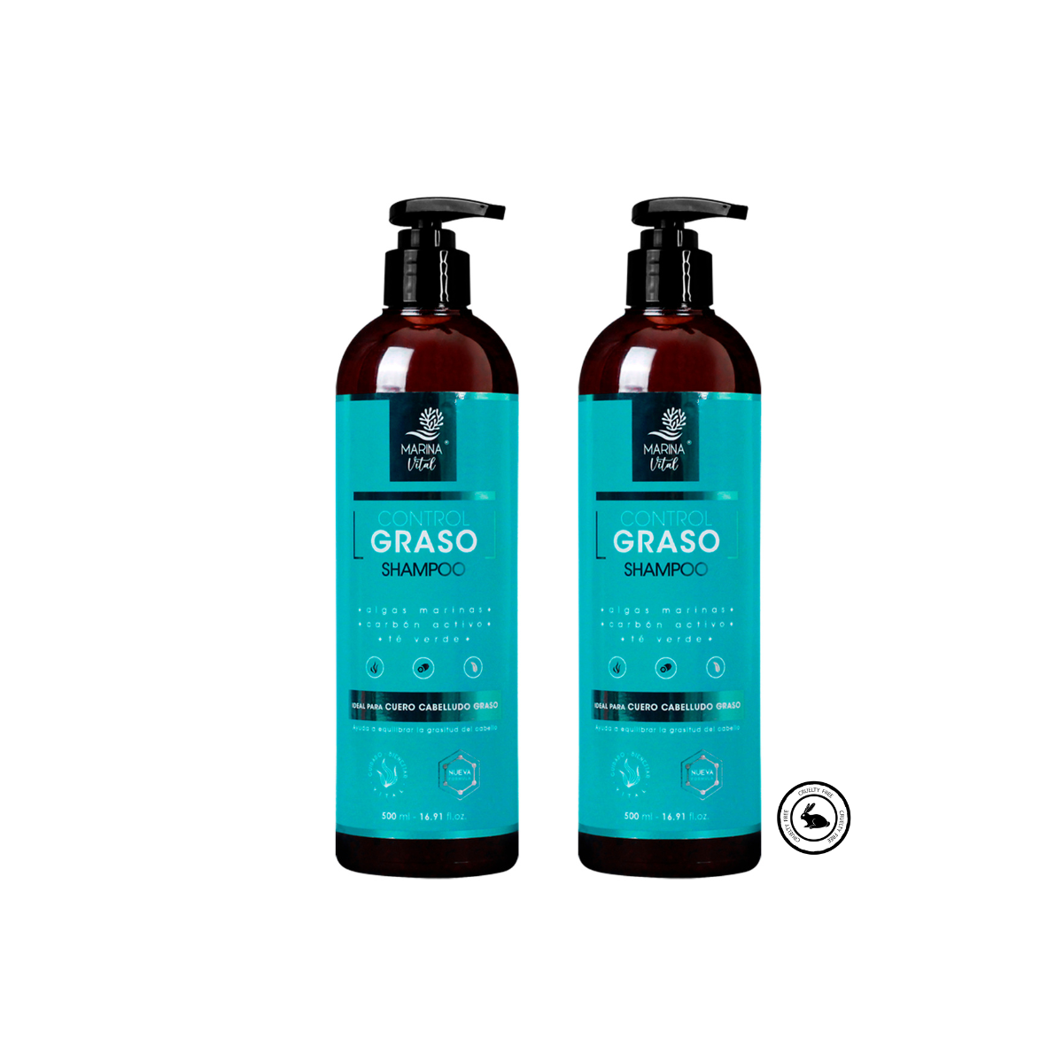 PACK X2 SHAMPOO CABELLO MARINA VITAL CONTROL GRASO C/U 500 ML - 1