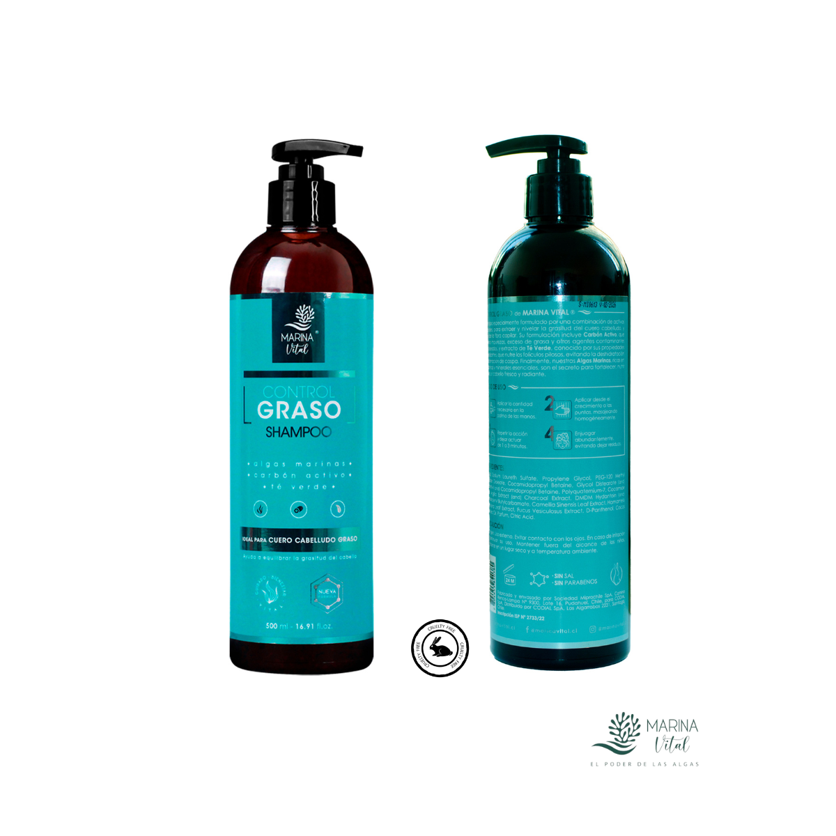 PACK X2 SHAMPOO CABELLO MARINA VITAL CONTROL GRASO C/U 500 ML - 3