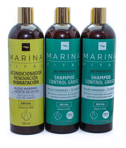 2 SHAMPOO MARINA VITAL CONTROL GRASO Y ACONDICIONADOR VERDE - 2