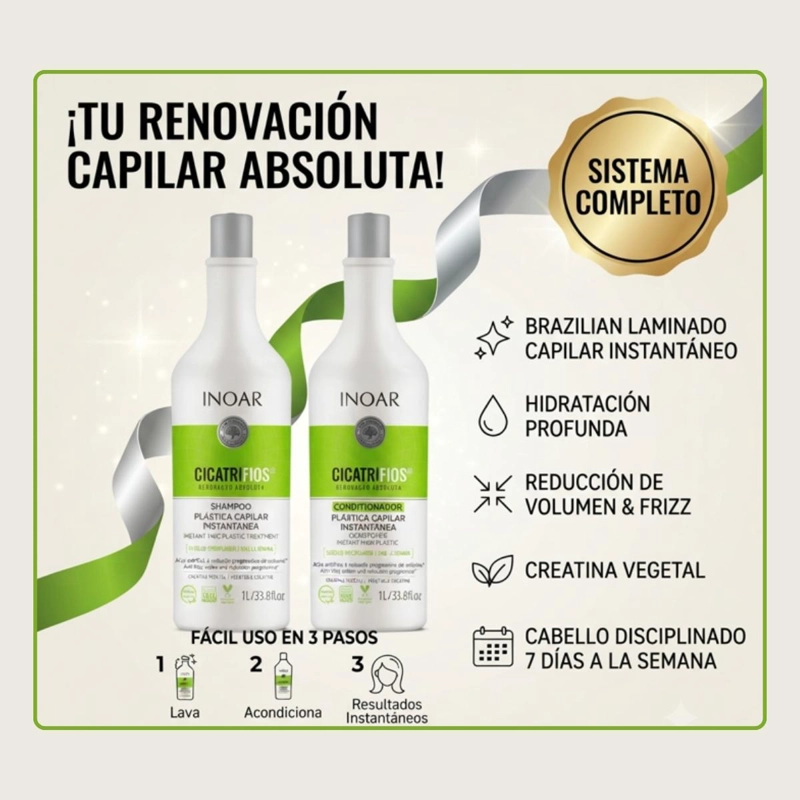 SHAMPOO Y ACONDICIONADOR CICATRIFIOS 1 LITRO INOAR - 3