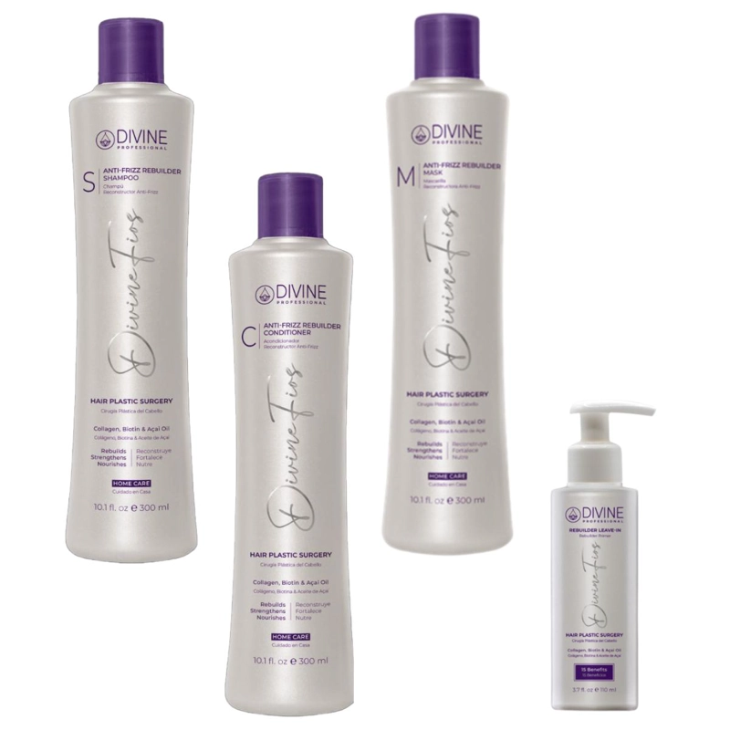 KIT HOME CARE 4 PASOS SHAMPOO+ACONDICIONADOR+MASCARILLA+LEAVEIN DIVINE PROFESSIONAL - 2