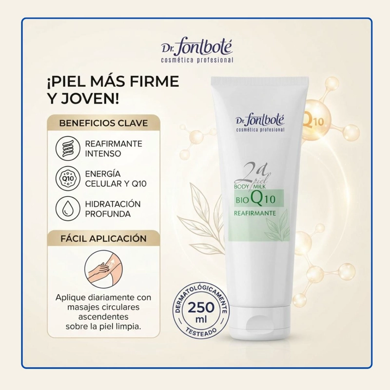 1468 BODY MILK REAFIRMANTE 2ª PIEL BIO - Q10 250 ML - 3