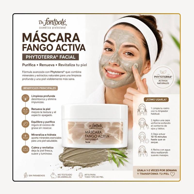 1490 MASCARA FANGO ACTIVA FACIAL PHYTOTERRA 250 G DRFONTBOTE - 2